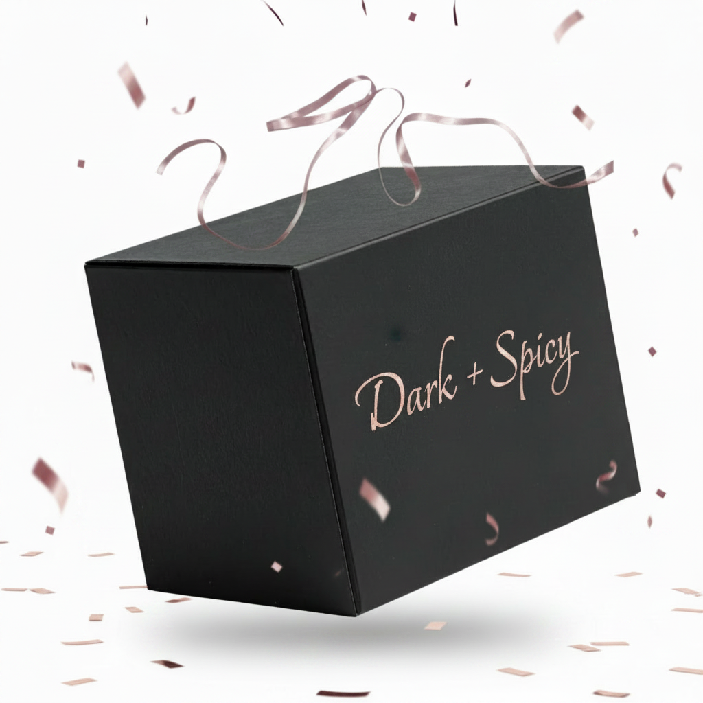 Luxe dark romance gift bundle - combines spa gift basket with dark romance book box
